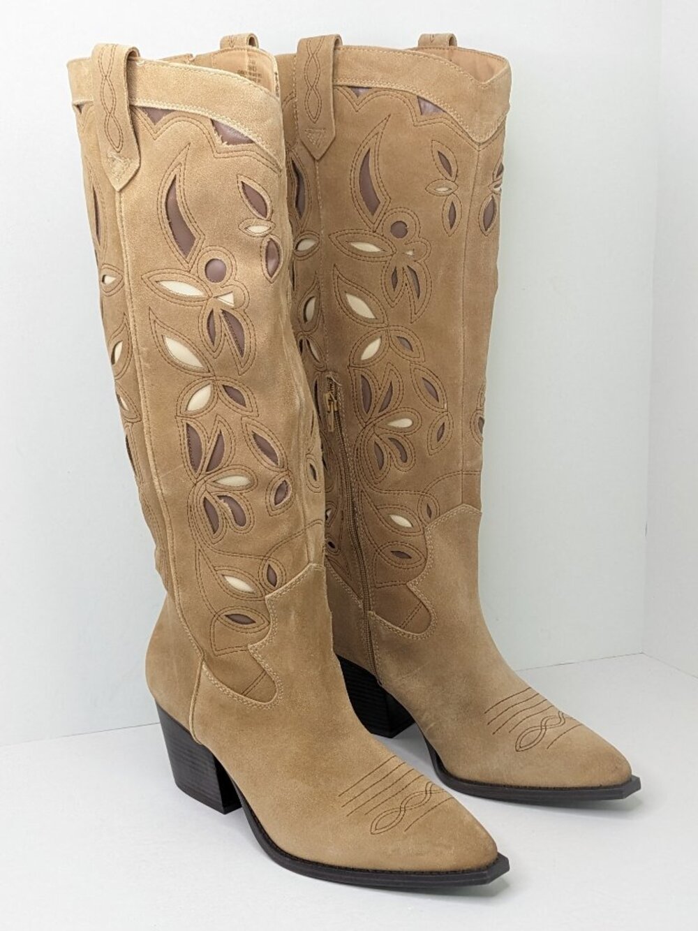 Crown Vintage Sadie Western Cowboy Boots Tan Leather Womens 11 - Picture 2 of 7